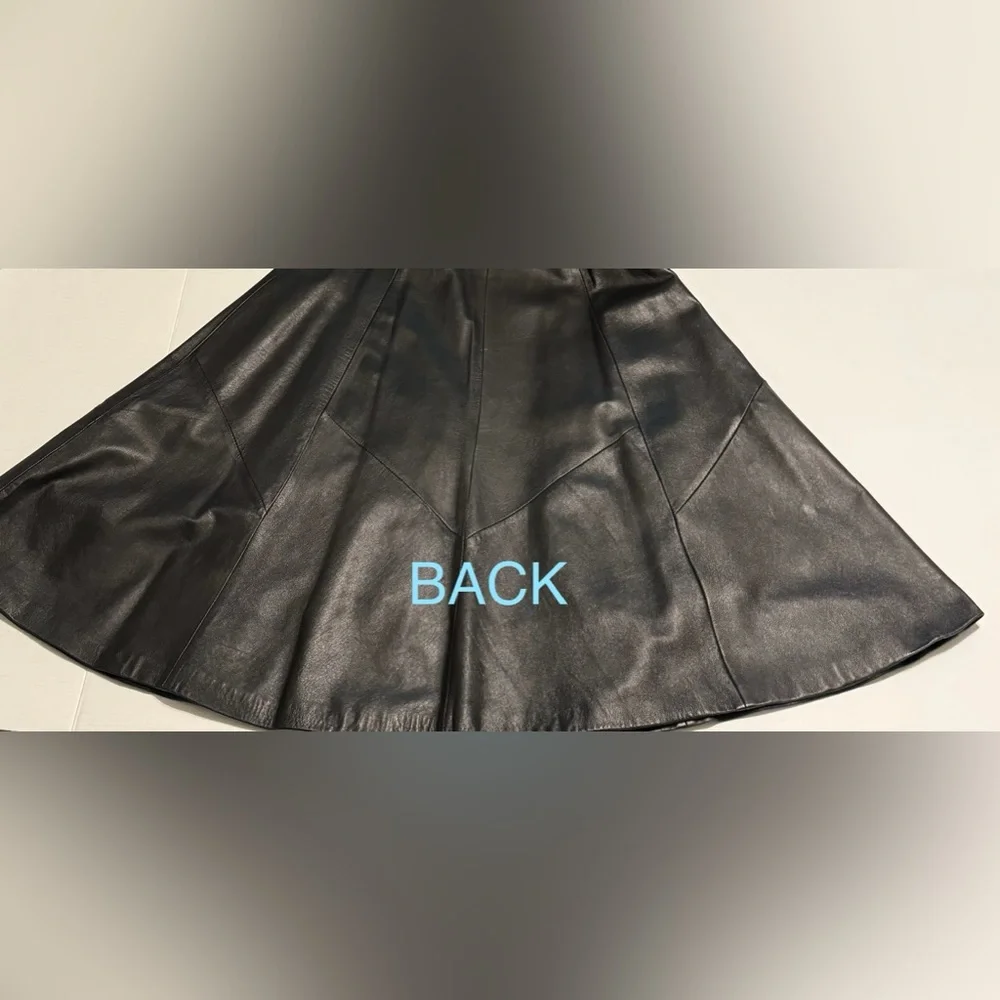 Gingette Leather Vintage Black Soft Maxi Lined Zip Genuine Skirt Israel 26” - Picture 7 of 16